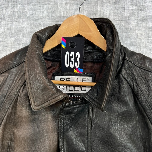 Pelle Studio Genuine Leather Bomber Jacket Men XXL Dark Brown Distressed Classic - Picture 12 of 12
